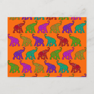 Elephant Walk Muster Fliesen Design Postkarte