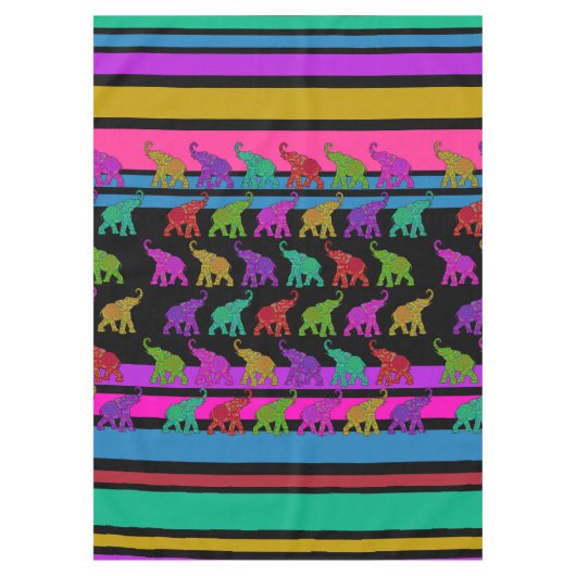 Elephant Walk & Stripes Muster + Ihre Ideen Tischdecke (Vorderseite)