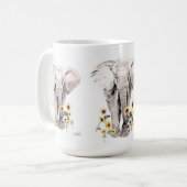 Elephant walking in the middle of sunflowers kaffeetasse (Vorderseite Links)