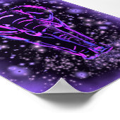 Elephant Walking Poster Lila Pink Starry Night (Ecke)