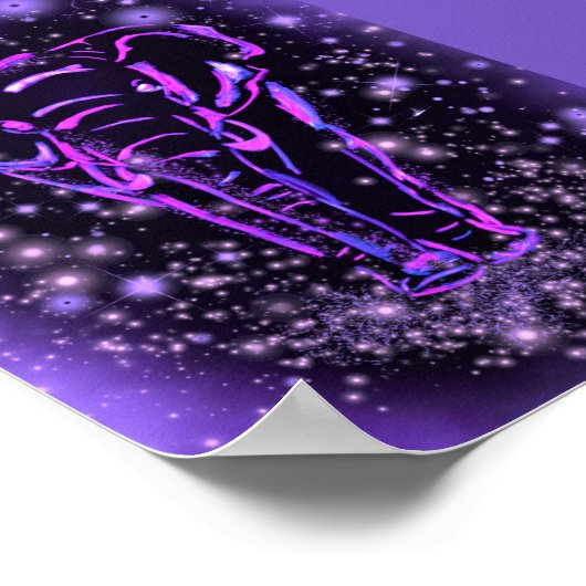 Elephant Walking Poster Starry Night Lila Pink (Ecke)