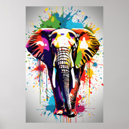 Elephant Wall Art, Animal Wildlife Spritzer Art Poster