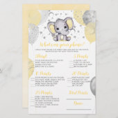 Elephant Was ist auf Ihrem Handy Baby Shower Game? (Vorne/Hinten)