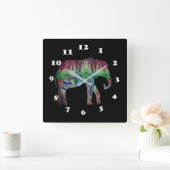 Elephant Watercolor Art Quadratische Wanduhr (Zuhause)