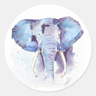 Elephant Watercolor-Aufkleber Runder Aufkleber