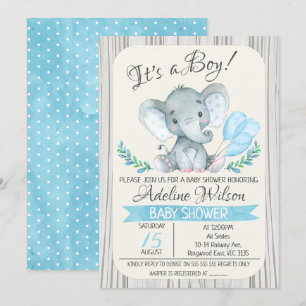 Elephant Watercolor Babydusche Einladung