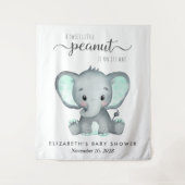 Elephant Watercolor Babydusche Hintergrund Wandteppich (Vorderseite)