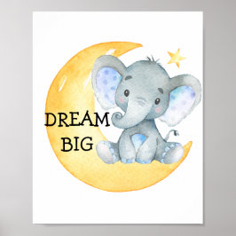 Elephant Watercolor Dream Big Baby Boy Kinderzimme Poster
