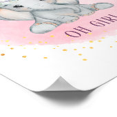 Elephant Watercolor Pink Floral Baby Girl Kinderzi Poster (Ecke)