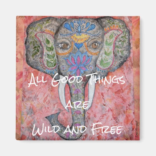 Elephant Watercolor Wild und Free Thoreau Magnet (Vorne)