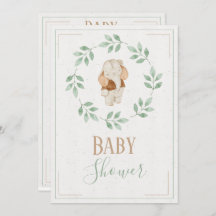 Elephant Watercolor Wreath Baby Dusche