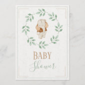 Elephant Watercolor Wreath Baby Dusche Einladung (Vorderseite)