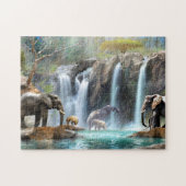 Elephant Waterfall 3 Foto Puzzles Internet Jigsaw (Horizontal)