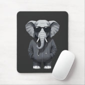 Elephant Wearing Hoodie Funny Cool Animal Vector Mousepad (Mit Mouse)
