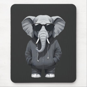 Elephant Wearing Hoodie Funny Cool Animal Vector Mousepad