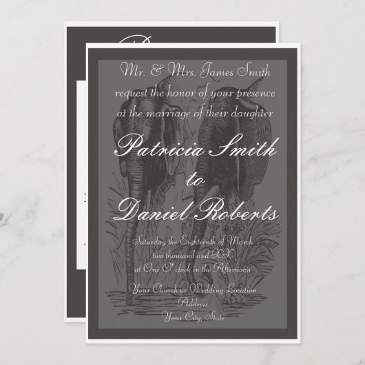 Elephant Wedding Einladung (Vorne/Hinten)