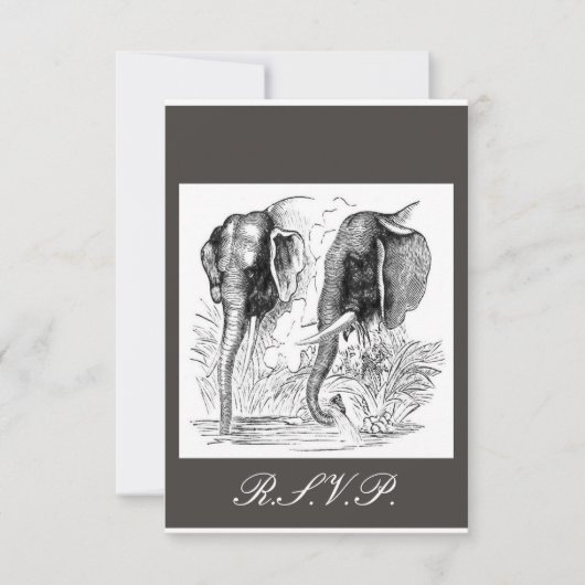 Elephant Wedding RSVP Karte (Vorderseite)