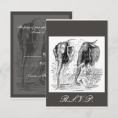 Elephant Wedding RSVP Karte (Vorne/Hinten)