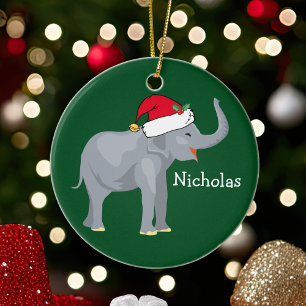 Elephant Weihnachten Niedliche Custom Kids Green H Keramik Ornament