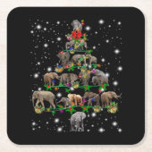 Elephant Weihnachtsbaum bedeckt durch Blitzlicht Rechteckiger Pappuntersetzer (Vorderseite)