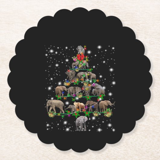 Elephant Weihnachtsbaum bedeckt durch Blitzlicht Untersetzer (Vorderseite)