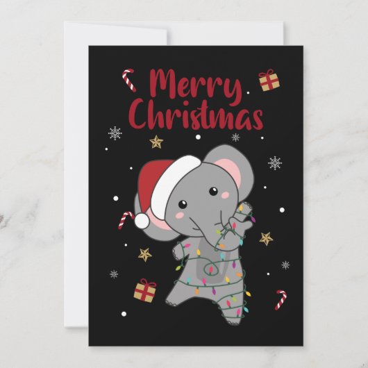 Elephant Weihnachtsschnee Wintertiere Elefanten A Feiertagskarte (Vorderseite)