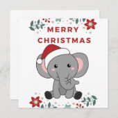 Elephant Weihnachtsschnee Wintertiere Elefanten Einladung (Vorne/Hinten)