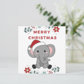 Elephant Weihnachtsschnee Wintertiere Elefanten Einladung (Stehend Vorderseite)