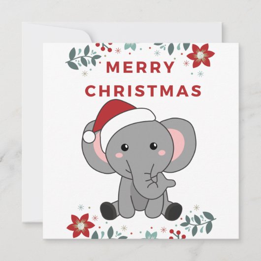 Elephant Weihnachtsschnee Wintertiere Elefanten Einladung (Vorderseite)