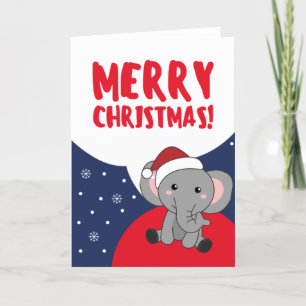 Elephant Weihnachtsschnee Wintertiere Elefanten Feiertagskarte