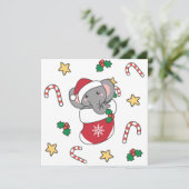 Elephant Weihnachtsschnee Wintertiere Elefanten Feiertagskarte (Stehend Vorderseite)