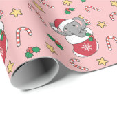 Elephant Weihnachtsschnee Wintertiere Elefanten Geschenkpapier (Rolleneckpunkt)