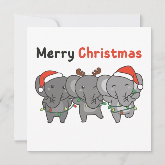Elephant Weihnachtstiere Elefanten frohe Einladung (Vorderseite)