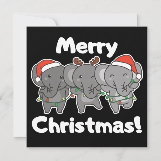 Elephant Weihnachtstiere Elefanten frohe Einladung (Vorderseite)