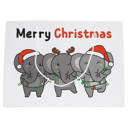 Elephant Weihnachtstiere Elefanten Merry Large G Große Geschenktüte (Vorderseite)