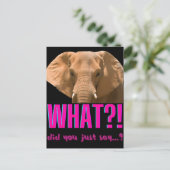 Elephant What Did You Just Say? Postkarte (Stehend Vorderseite)