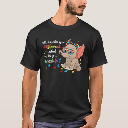 Elephant What Makes You Different Autism Awareness T-Shirt (Vorderseite)