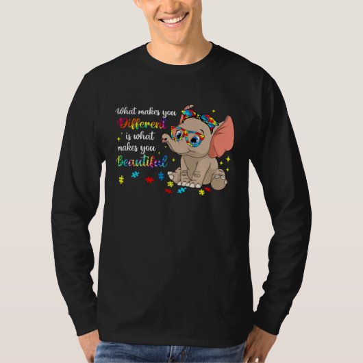 Elephant What Makes You Different Autism Awareness T-Shirt (Vorderseite)