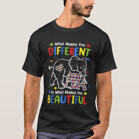 Elephant What Makes You Different Autism Awareness T-Shirt (Vorderseite)