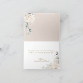 Elephant White Roses Boho Pampas Baby Girl Dusche Dankeskarte (Innenseite)