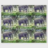 Elephant Wild One Birthday Pattern Art Geschenkpapier (Flach)