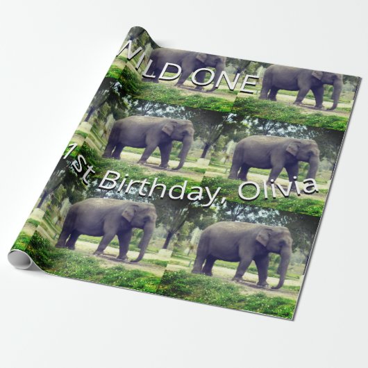 Elephant Wild One Birthday Pattern Art Geschenkpapier (Ungerollt)