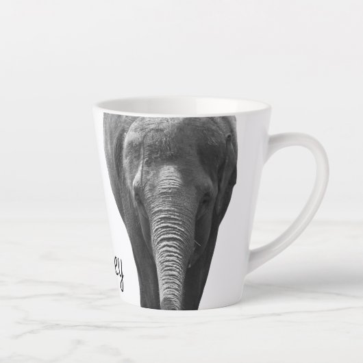 Elephant Wildlife Art Personalisiert Name Tier Milchtasse (Rechts)