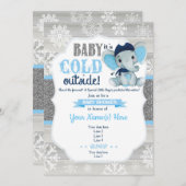 Elephant Winter Einladung für Baby-Dusche (Vorne/Hinten)