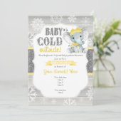 Elephant Winter Einladung zur neutralen Babydusche (Stehend Vorderseite)