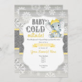 Elephant Winter Einladung zur neutralen Babydusche (Vorne/Hinten)