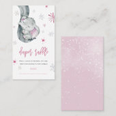 Elephant Winter Girl Baby Duwer Diaper Raffle Begleitkarte (Vorne/Hinten)