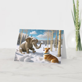 ELEPHANT WINTER - KORGI SNOWBALL KAMPF FEIERTAGSKARTE