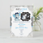 Elephant Winter Ultrasound Invitation Baby Dusche Einladung (Stehend Vorderseite)