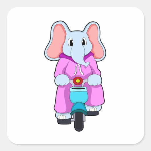 Elephant with Bicycle Quadratischer Aufkleber (Vorderseite)